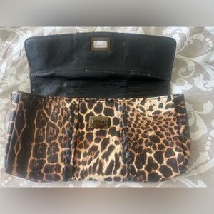 Jessica Simpson Brown and Black Animal Print Clutch
